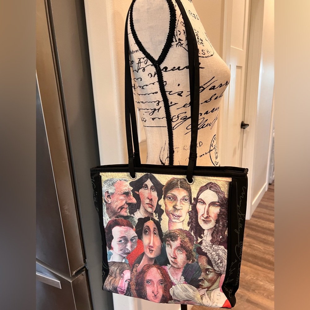 Female Authors Shoulder Tote Bag Purse with Zipper. Names on Each Side.